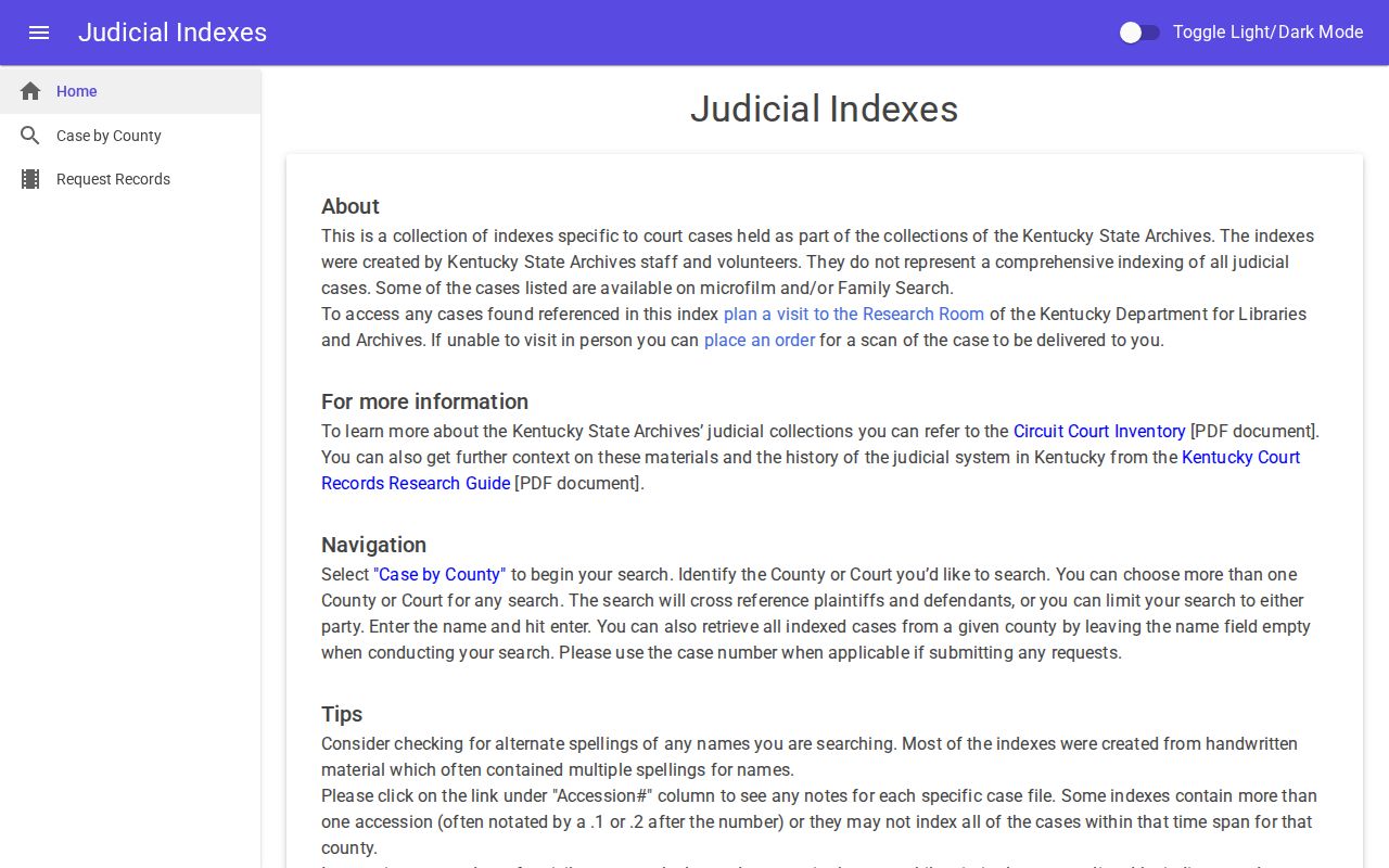 Kentucky Judicial Indexes for older Caldwell County arrest and court records
